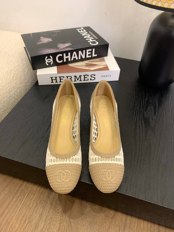 cc 25 ballet flat 50mm beige white raffia 288816
