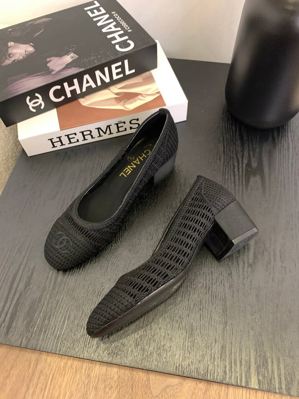 CC 25p Tacco da ballerina 50mm Rafia nera