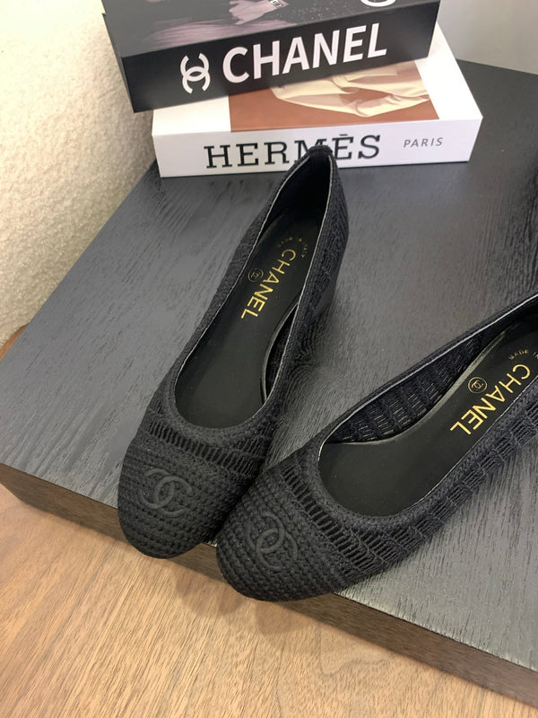 cc 25 ballet flat 50mm black raffia 288821