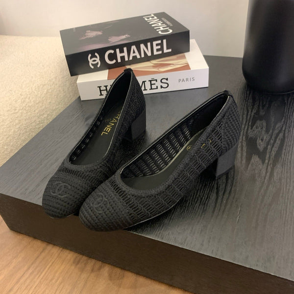 CC 25p Tacco da ballerina 50mm Rafia nera