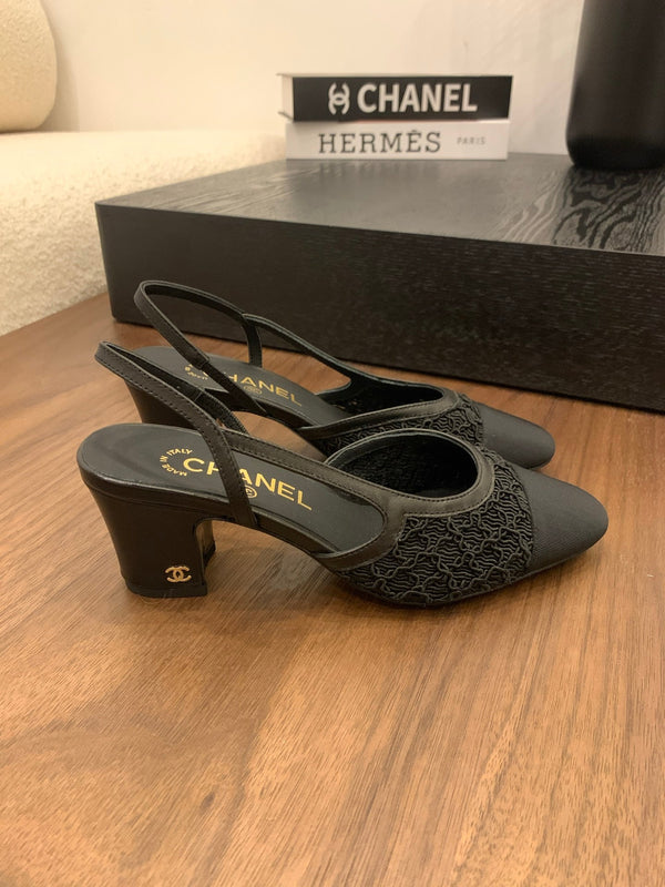 CC 25 Slingback 50mm Tessuto Grosgrain Nero