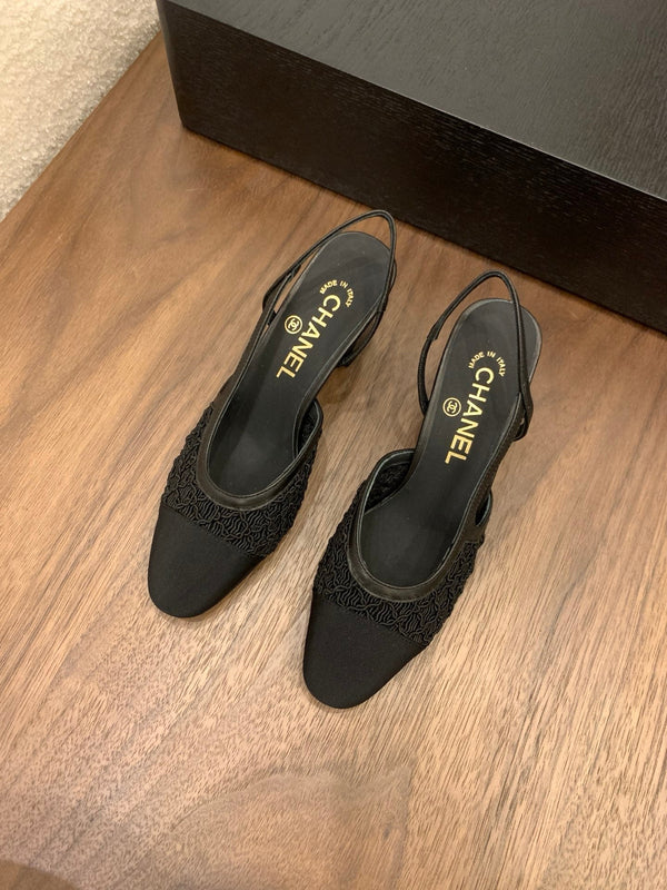 CC 25 Slingback 50mm Tessuto Grosgrain Nero