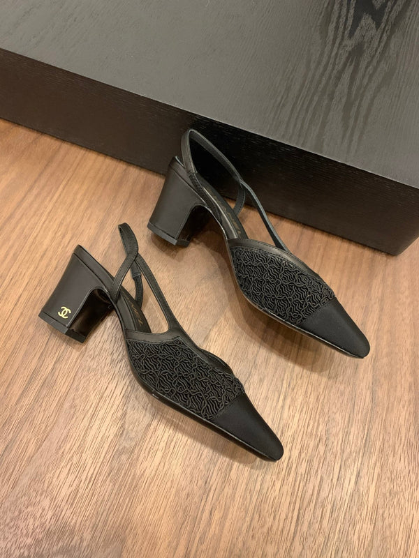 CC 25 Slingback 50mm Tessuto Grosgrain Nero