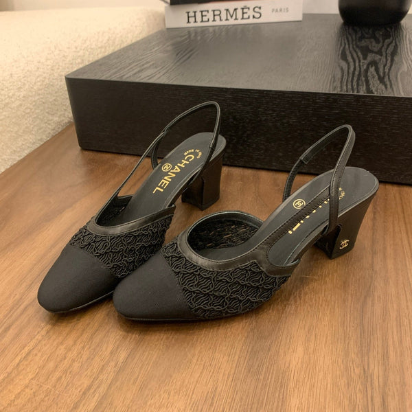 CC 25 Slingback 50mm Tessuto Grosgrain Nero