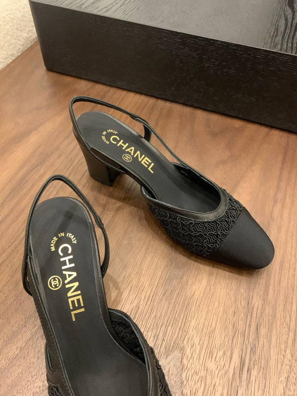 CC 25 Slingback 50mm Tessuto Grosgrain Nero