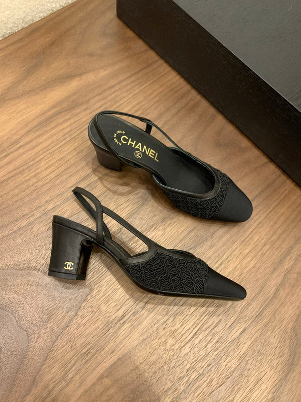 CC 25 Slingback 50mm Tessuto Grosgrain Nero
