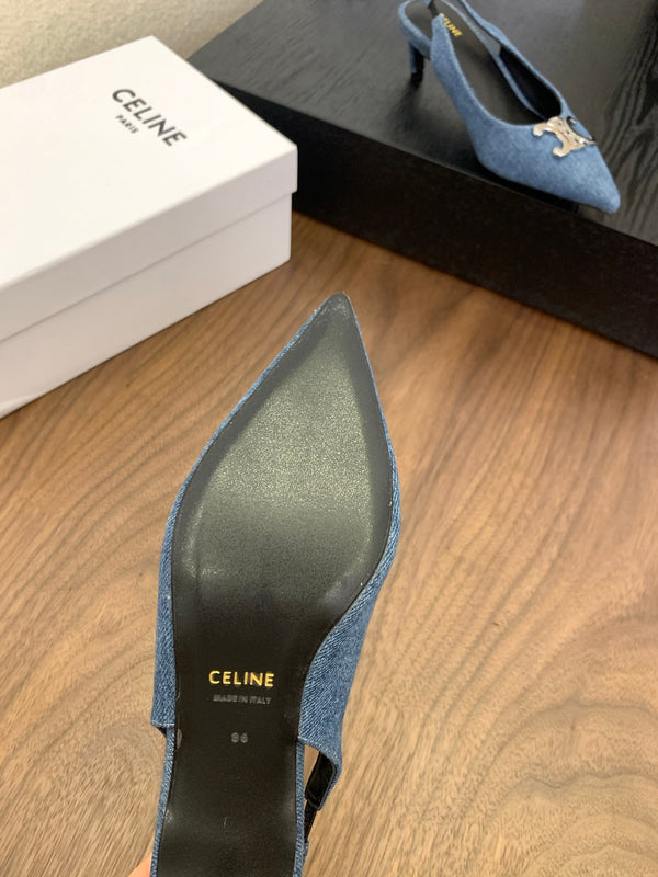 CL Alma Triomphe Slingback 50mm In Denim Blu 318794