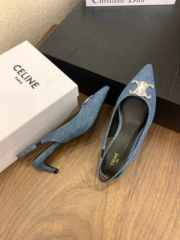 CL Alma Triomphe Slingback 50mm In Denim Blu 318794
