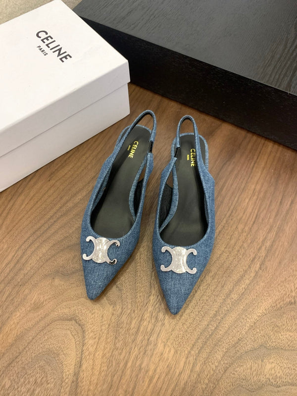 CL Alma Triomphe Slingback 50mm In Denim Blu 318794