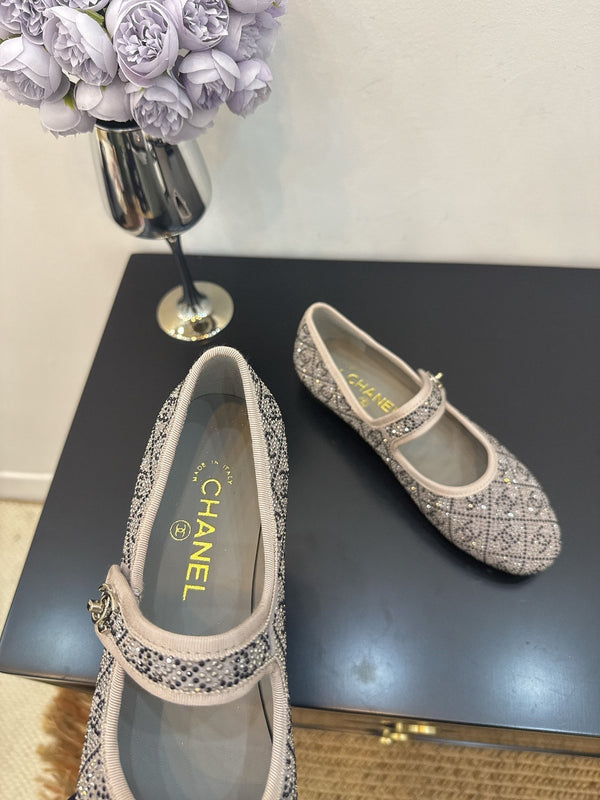 CC 25 Ballet Flats Grey Calfskin 331660