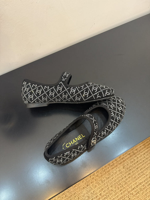 CC 25 Ballet Flats Black Calfskin 331661