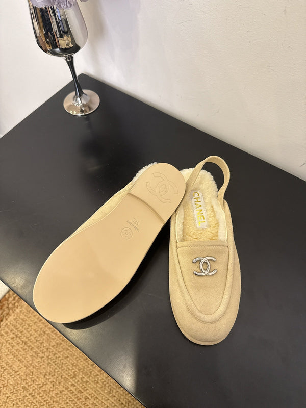 CC 25A Slingback Loafer Light Beige Sherpa Suede