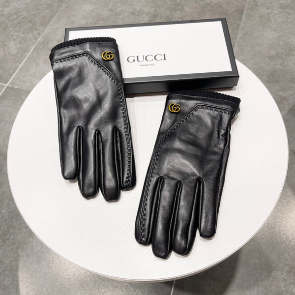 TOUCHSCREEN GLOVES IN BLACK LAMBSKIN MIX WOOL 130577