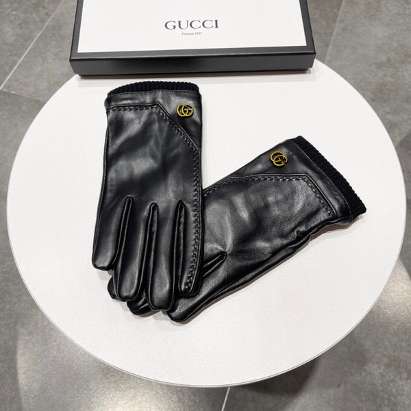 TOUCHSCREEN GLOVES IN BLACK LAMBSKIN MIX WOOL 130577