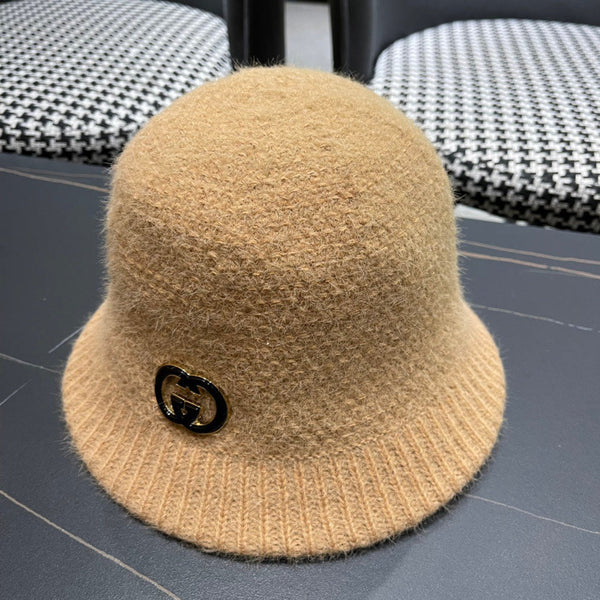 BUCKET HAT IN PEANUT BROWN WOOL PLUSH 399229