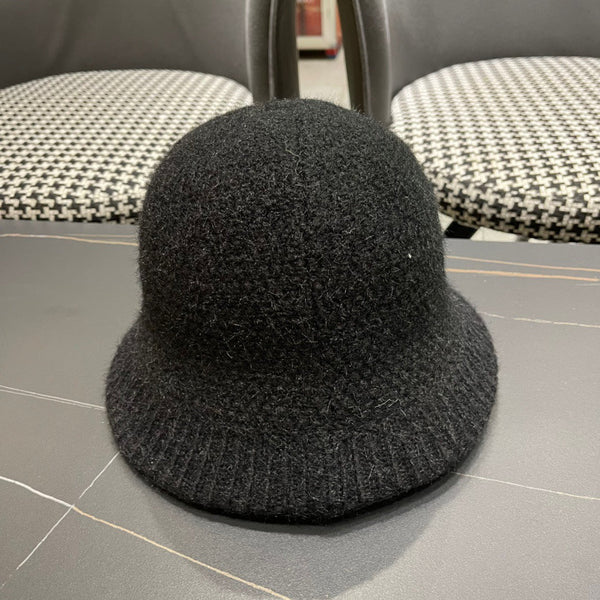 BUCKET HAT IN BLACK WOOL PLUSH 399230