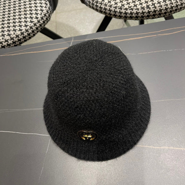 BUCKET HAT IN BLACK WOOL PLUSH 399230