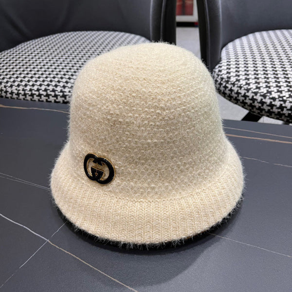 BUCKET HAT IN WHITE WOOL PLUSH 399231