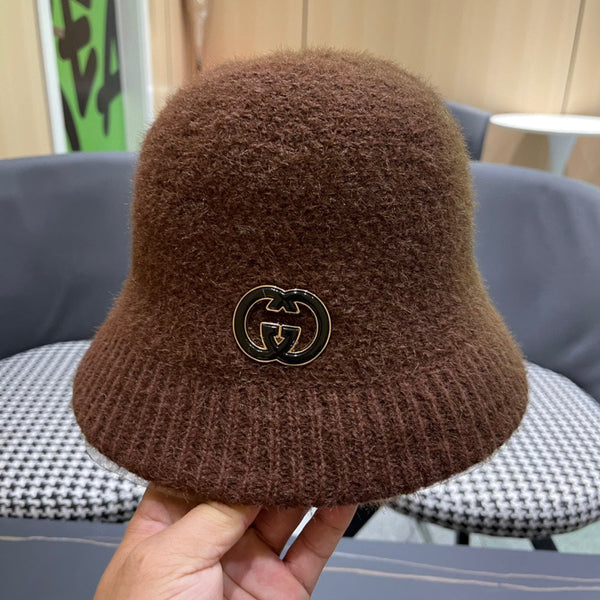 BUCKET HAT IN SYRUP BROWN WOOL PLUSH 399232