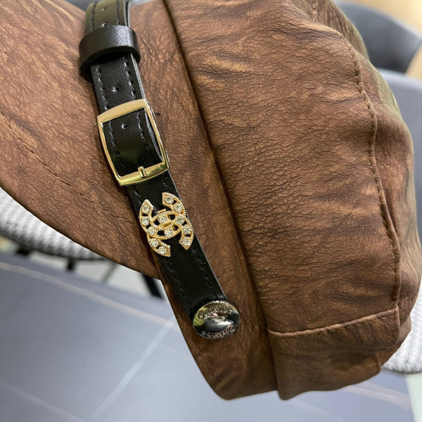 CAPPELLO BAKER BOY IN PELLE DI VITELLO MARRONE PECAN 420947 