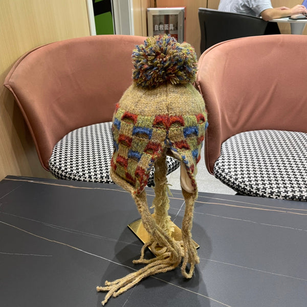 CAPPELLO IN LANA LAVORATA A MAGLIA COLORATO 425765 