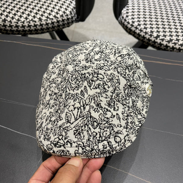 CAPPELLINO BAKER BOY IN TESSUTO BIANCO MISTO NERO 431518 