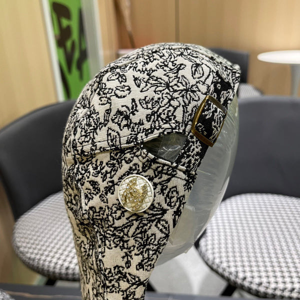 CAPPELLINO BAKER BOY IN TESSUTO BIANCO MISTO NERO 431518 