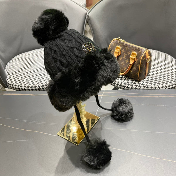 CAPPELLO DEERSTALKER IN LANA E PILE NERO 434696