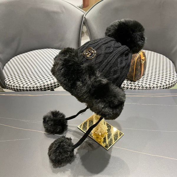 CAPPELLO DEERSTALKER IN LANA E PILE NERO 434696