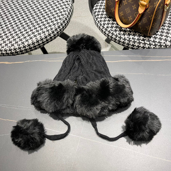 CAPPELLO DEERSTALKER IN LANA E PILE NERO 434696