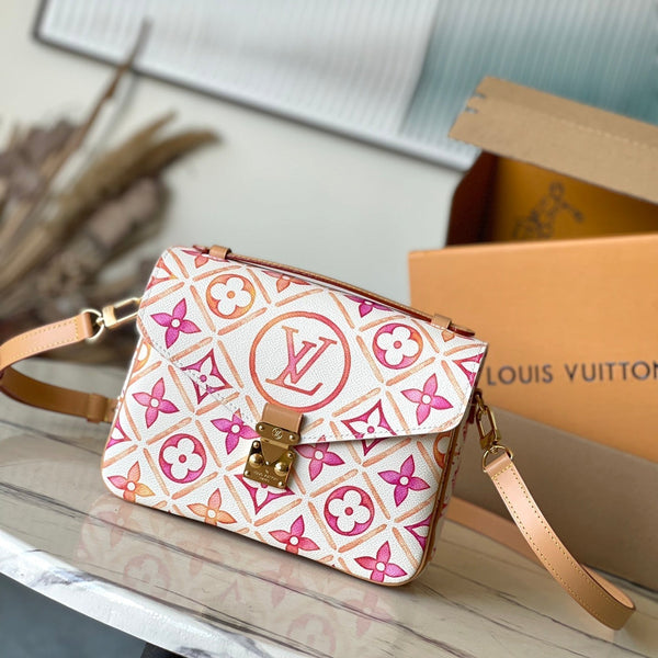 BORSA MÉTIS 25 IN TELA CON MONOGRAMMA CORALLO E FERRAMENTA ORO