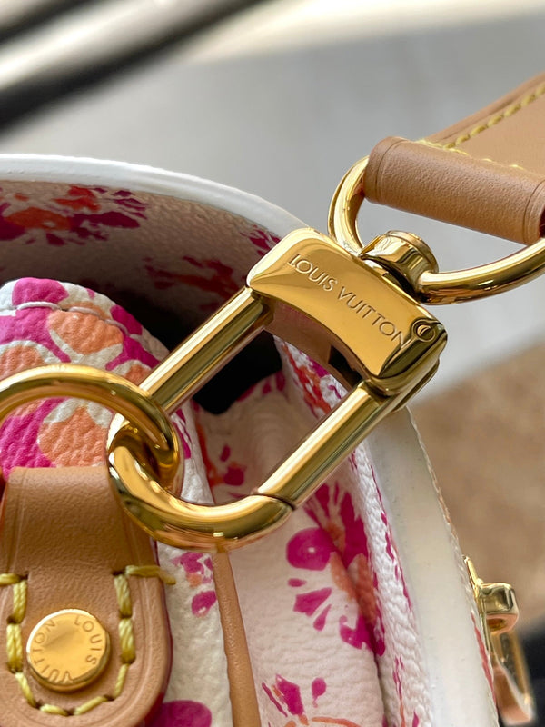 BORSA MÉTIS 25 IN TELA CON MONOGRAMMA CORALLO E FERRAMENTA ORO