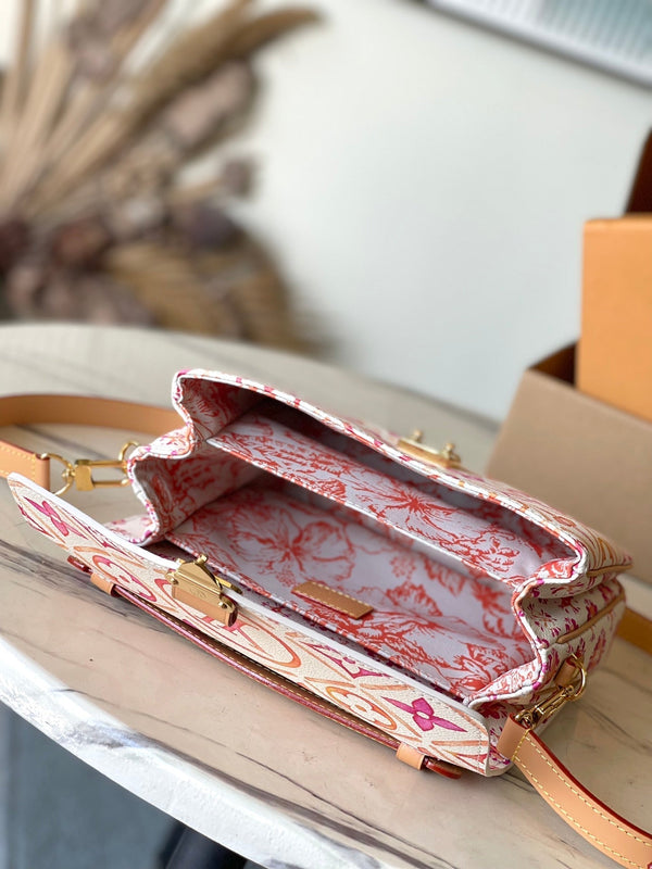 BORSA MÉTIS 25 IN TELA CON MONOGRAMMA CORALLO E FERRAMENTA ORO