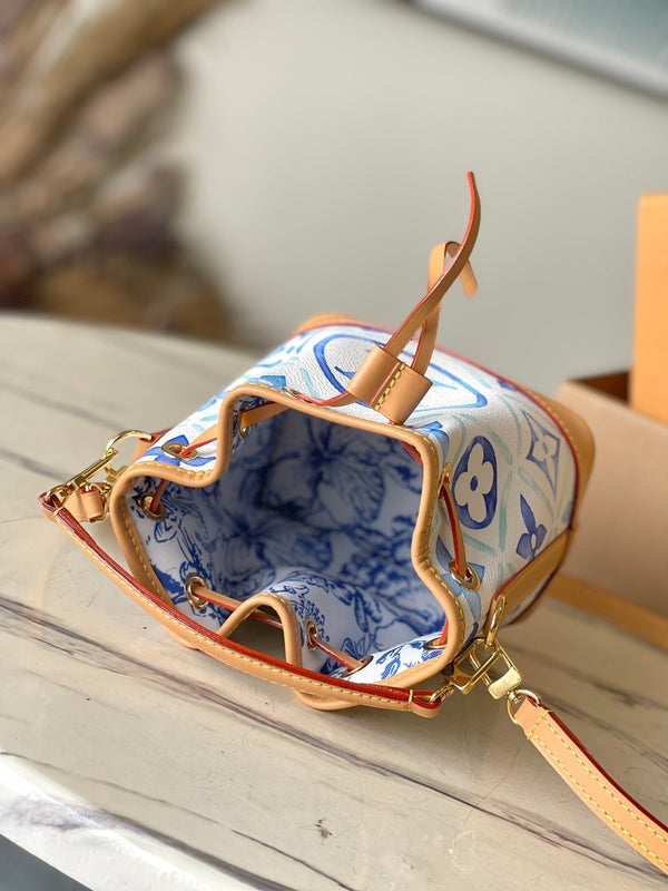 NANO NOAH 16 IN TELA CON PIASTRELLE MONOGRAMMA BLU LAGUNA