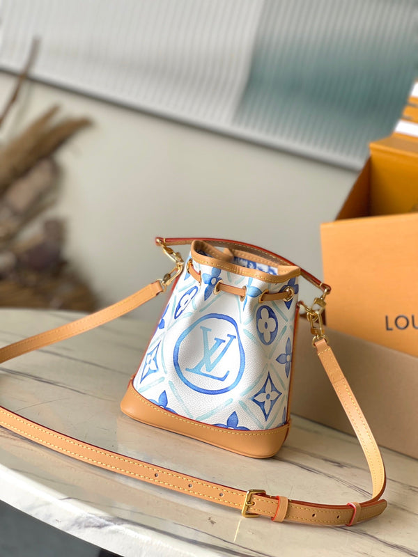 NANO NOAH 16 IN TELA CON PIASTRELLE MONOGRAMMA BLU LAGUNA