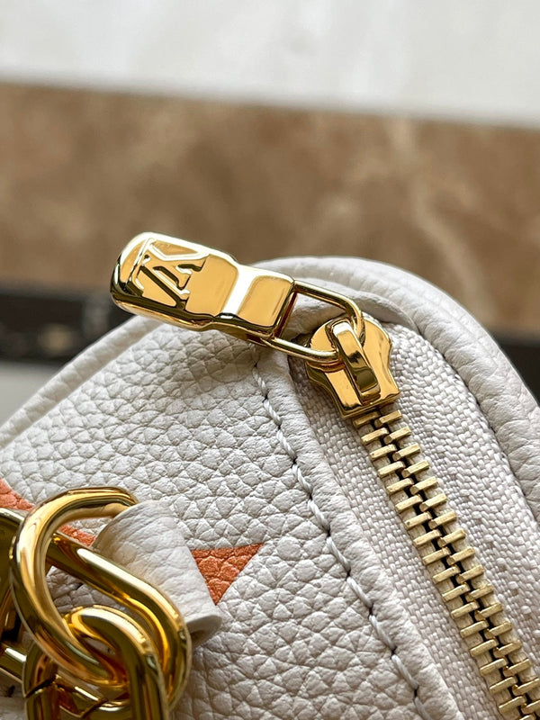 MINI MARSUPIO 17 IN PELLE CON STAMPA MONOGRAMMA BIANCO ARANCIONE E FERRAMENTA ORO