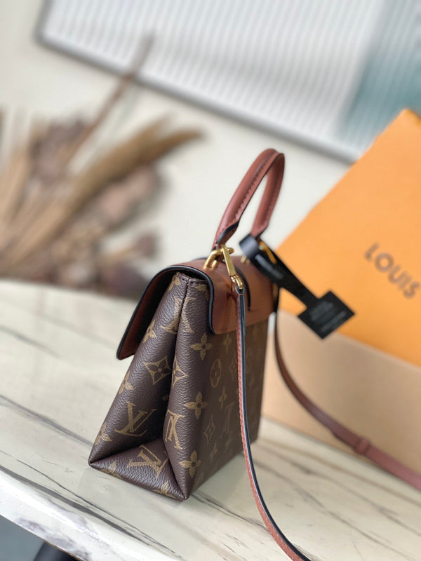 LOCKY BB 20 IN TELA MONOGRAM MARRONE E PELLE DI VITELLO LISCIA CON FIBBIA ORO