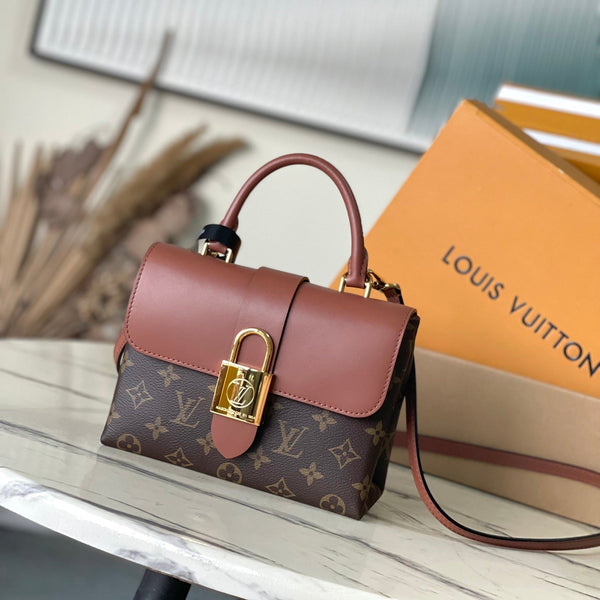 LOCKY BB 20 IN TELA MONOGRAM MARRONE E PELLE DI VITELLO LISCIA CON FIBBIA ORO