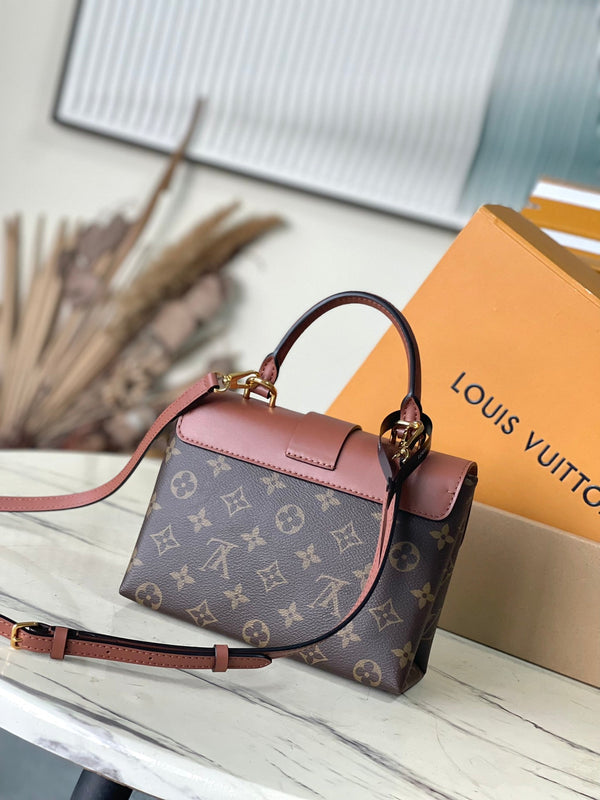 LOCKY BB 20 IN TELA MONOGRAM MARRONE E PELLE DI VITELLO LISCIA CON FIBBIA ORO