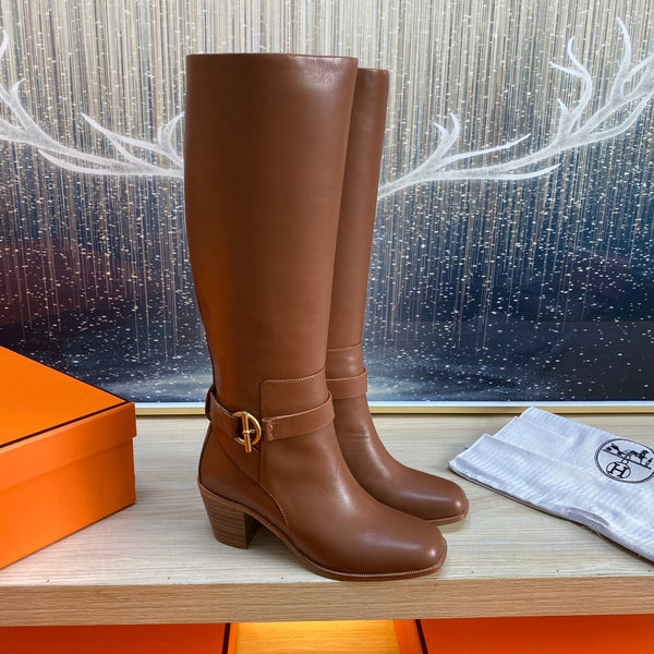 Stivale HM Justine in pelle di vacchetta marrone 987481