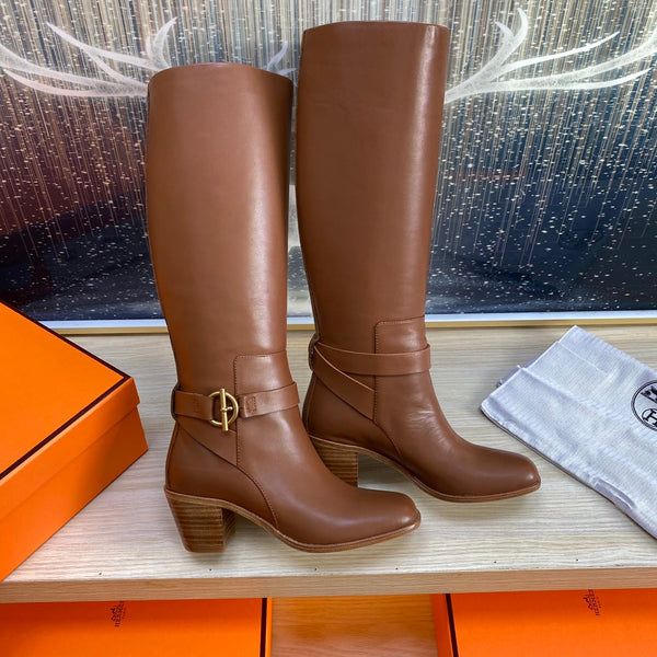 Stivale HM Justine in pelle di vacchetta marrone 987481