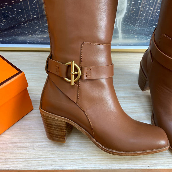 Stivale HM Justine in pelle di vacchetta marrone 987481