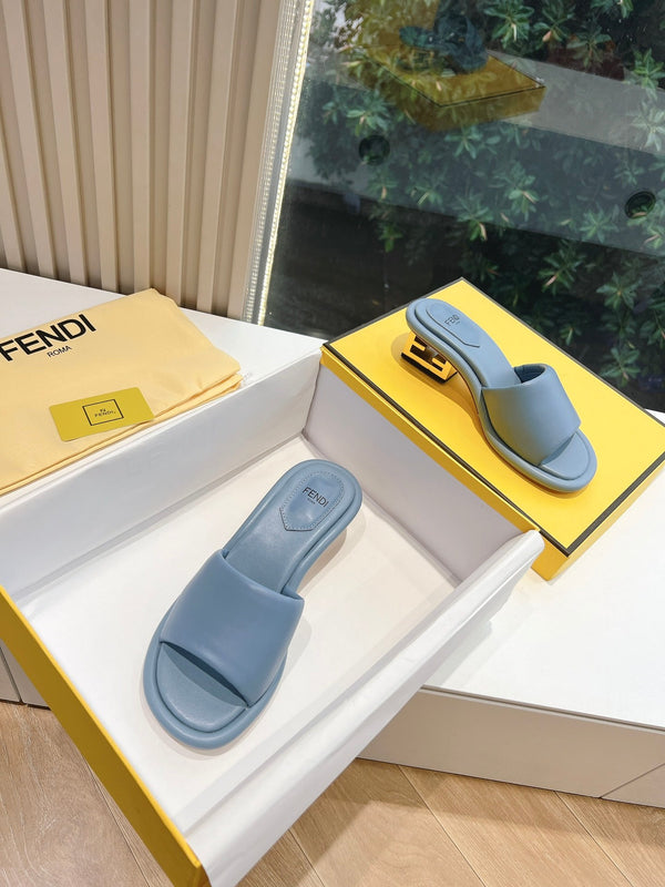 FF Baguette Slides Women 45 Nappa Leather Baby Blue