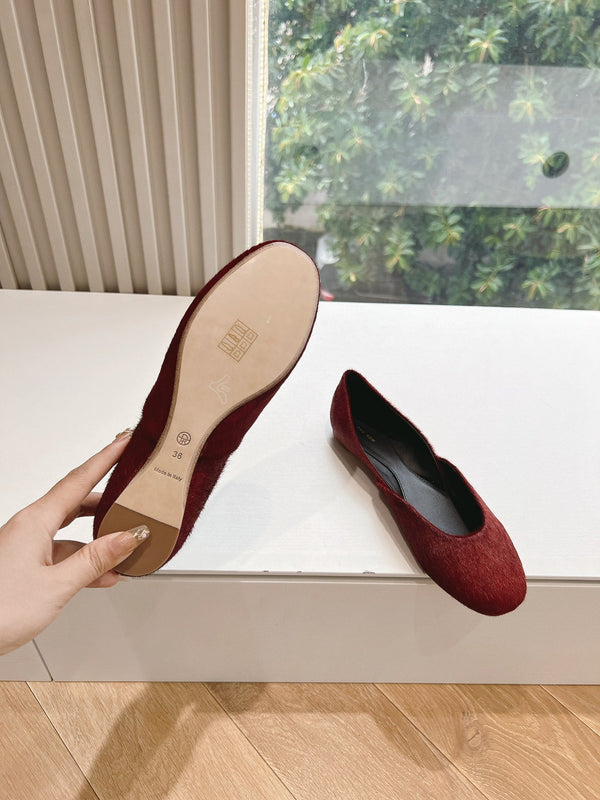 SL GEMMA BALLET FLAT GARNET FUR