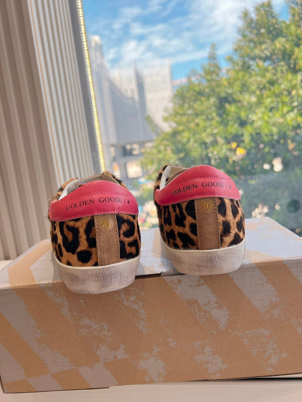 OLD SHOOL SNEAKERS IN BROWN SUEDE AND LEOPARD PRINT HAIRY CALFSKIN GOLD STAR