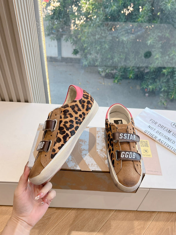 OLD SHOOL SNEAKERS IN BROWN SUEDE AND LEOPARD PRINT HAIRY CALFSKIN GOLD STAR