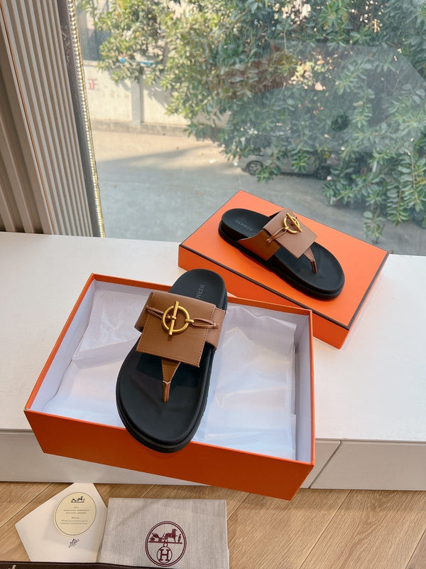 HM Joyce Sandals Black Brown Lambskin 292599