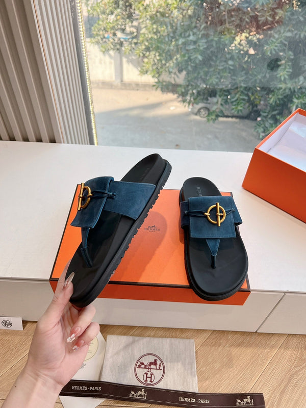 HM Joyce Sandals Black Blue Suede Lambskin 292600