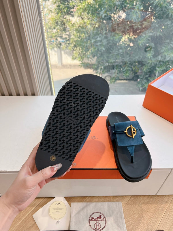 HM Joyce Sandals Black Blue Suede Lambskin 292600