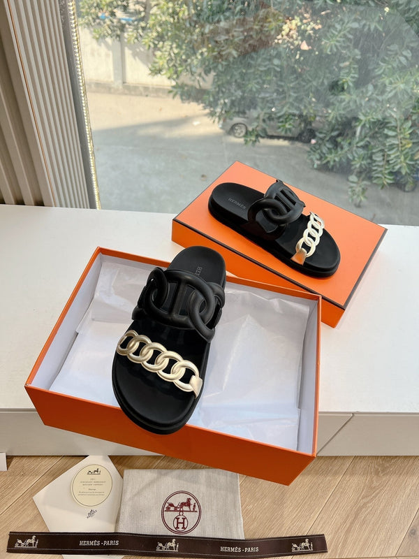 Sandalo HM 25 Extra in pelle di vitello metallizzata nera e oro